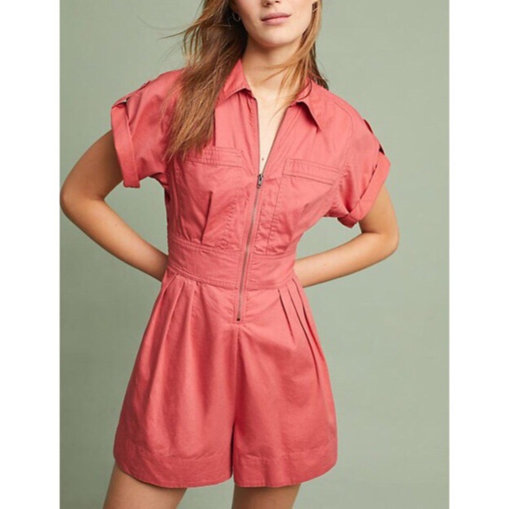Anthropologie ZipFront Romper/Perfect Summer Color